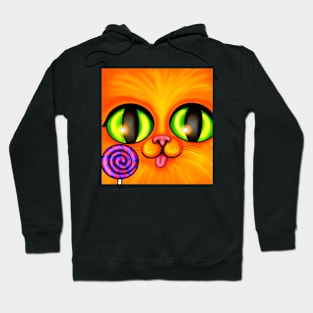 Orange Kitty Face with Lolipop Hoodie